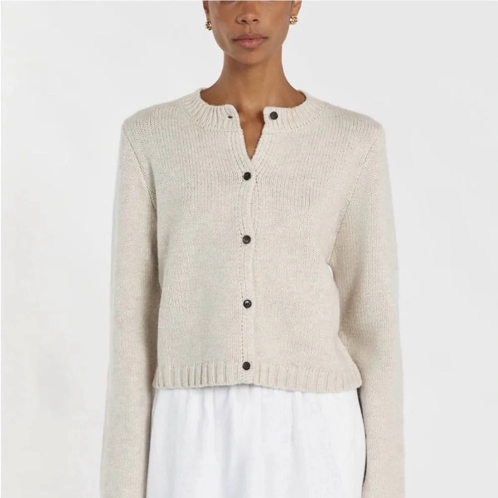 Dissh Foster Chalk Beige Wool Blend Cardigan Sweater Button Down Size Medium - Picture 1 of 7